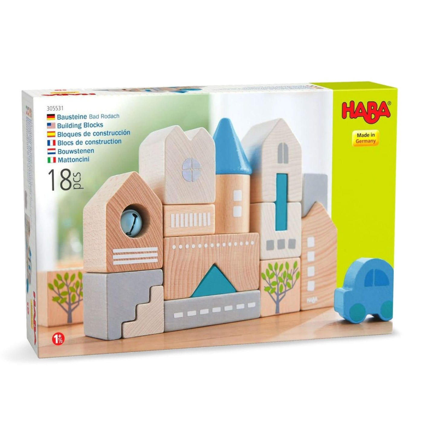 Bad Rodach 18 Piece Wooden Building Blocks - HABA USA