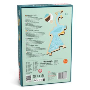 Elephant 2-in-1 Wooden Puzzle back of box