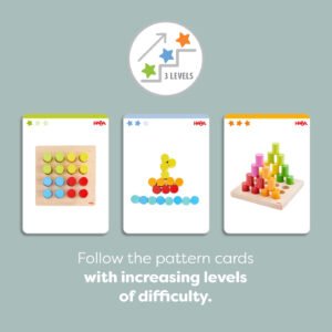 Three stacking activity cards with increasing difficulty levels, each marked by stars, are shown below a 