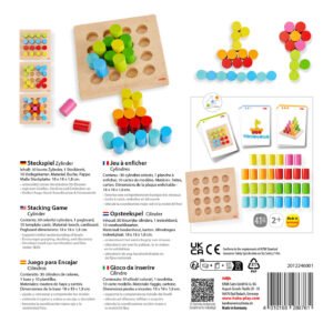 Rainbow Risers Wooden Stacking Game back of package