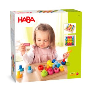 Rainbow Whirls Wooden Sorting and Stacking Game box